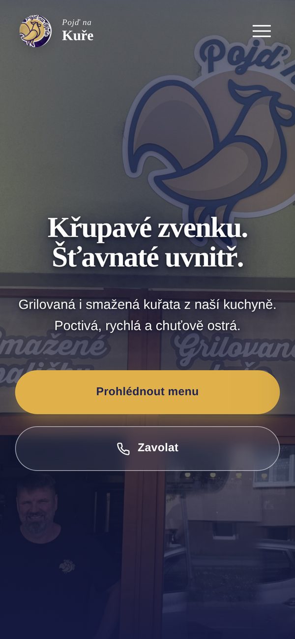 Web bistra Pojď na Kuře na mobilu