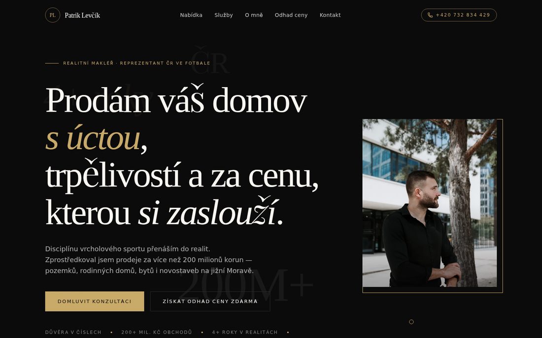 Web Patrika Levčíka — úvodní stránka