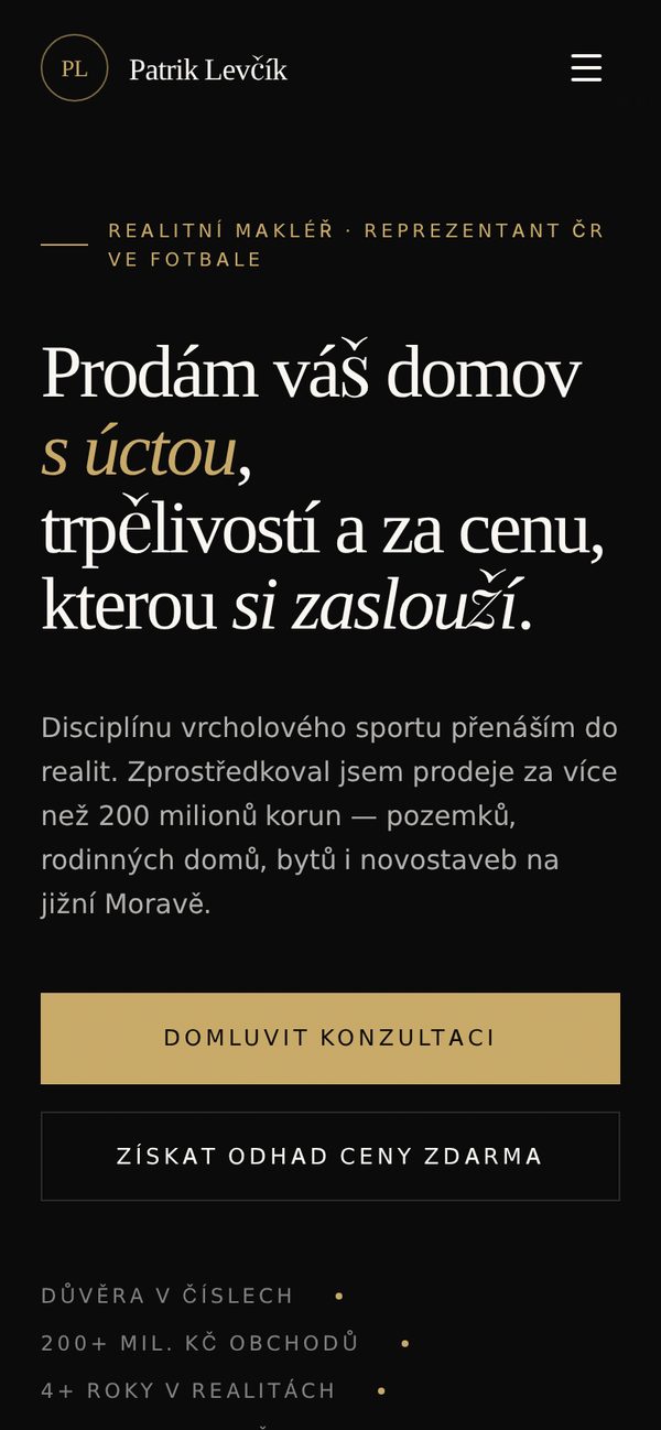 Web Patrika Levčíka na mobilu